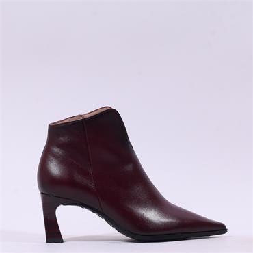 Hispanitas Paris V Cut Heel Ankle Boot - Bordeaux Leather